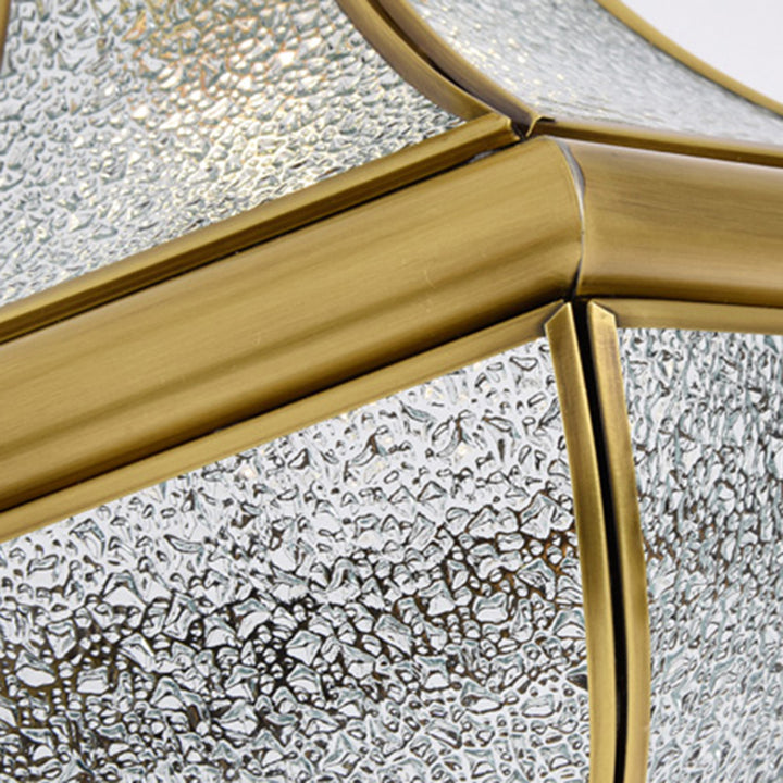Suspension contemporaine scandinave hexagonale en verre rond cuivre à 1 lumière pour salon 
