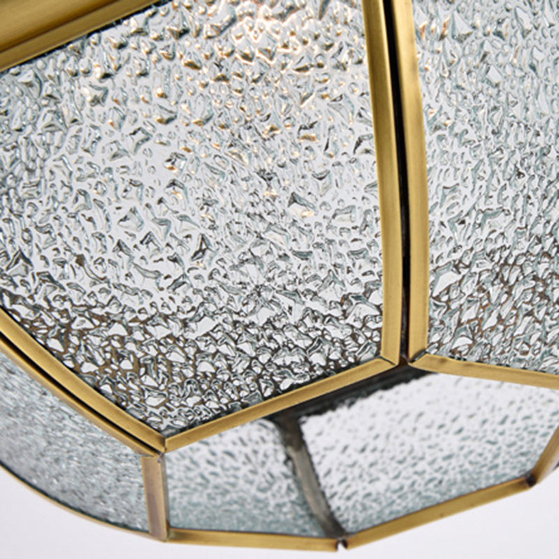 Suspension contemporaine scandinave hexagonale en verre rond cuivre à 1 lumière pour salon 