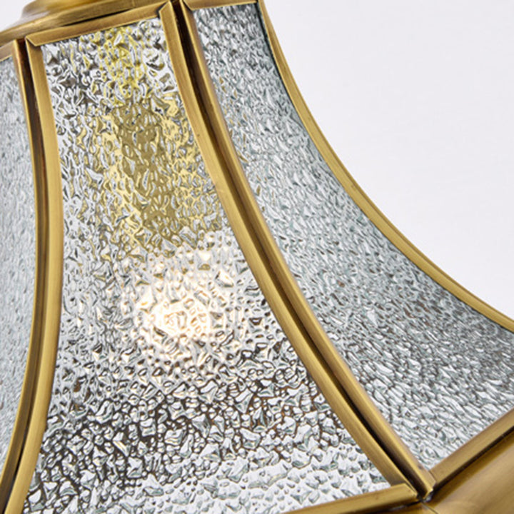 Suspension contemporaine scandinave hexagonale en verre rond cuivre à 1 lumière pour salon 