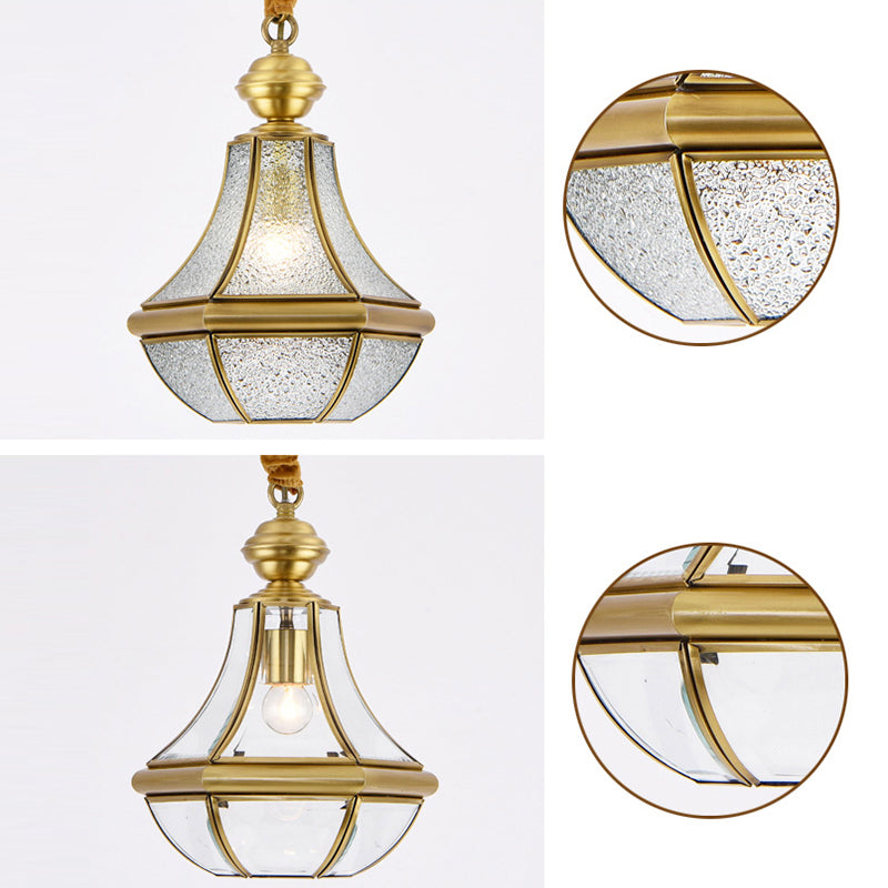 Suspension contemporaine scandinave hexagonale en verre rond cuivre à 1 lumière pour salon 