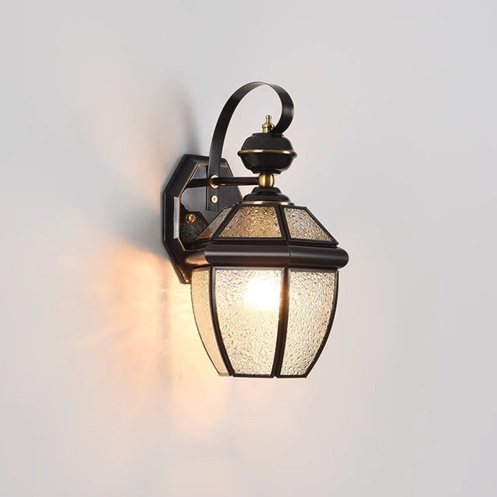 Lampe murale carrée en verre cuivre à 1 lumière pour patio extérieur, style nordique contemporain 