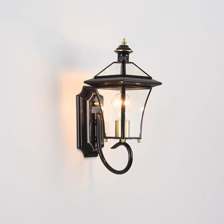Lampe murale carrée en verre cuivre à 1 lumière pour patio extérieur, style nordique contemporain 