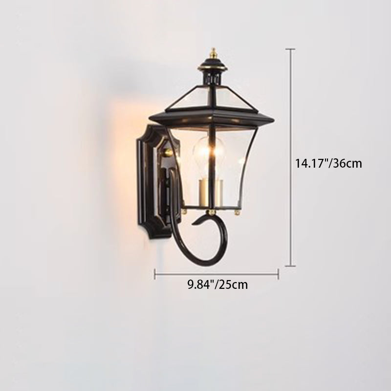 Lampe murale carrée en verre cuivre à 1 lumière pour patio extérieur, style nordique contemporain 