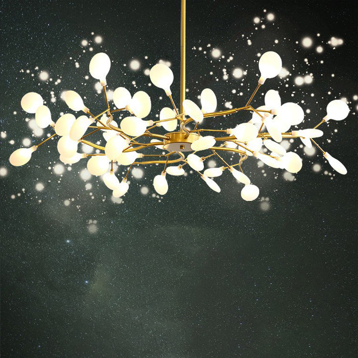 Zeitgenössische nordische runde Zweig PC Eisen 45-Licht Kronleuchter für Wohnzimmer 