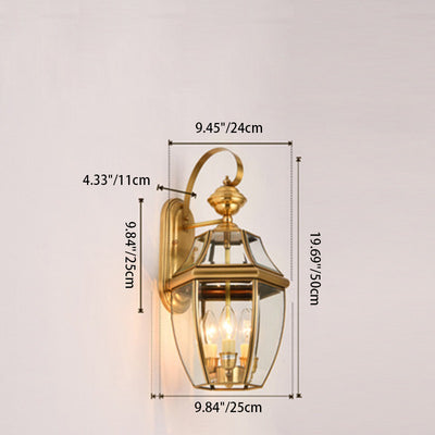Contemporary Scandinavian Hexagonal Round Square Glass Brass 1/3 Light Wall Sconce Lamp For Garden