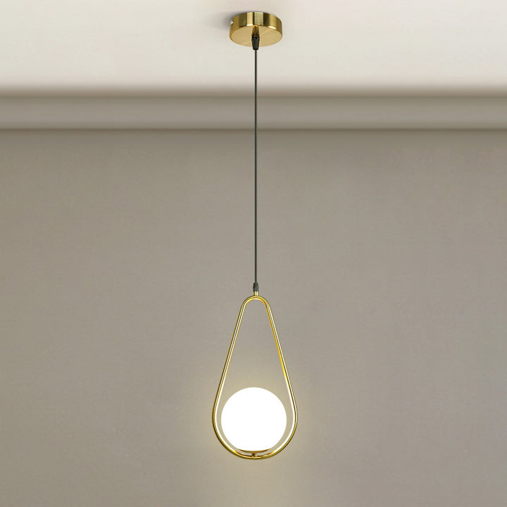 Modern Minimalist Tapered Oval Glass Hardware 1-Light Pendant Light For Living Room