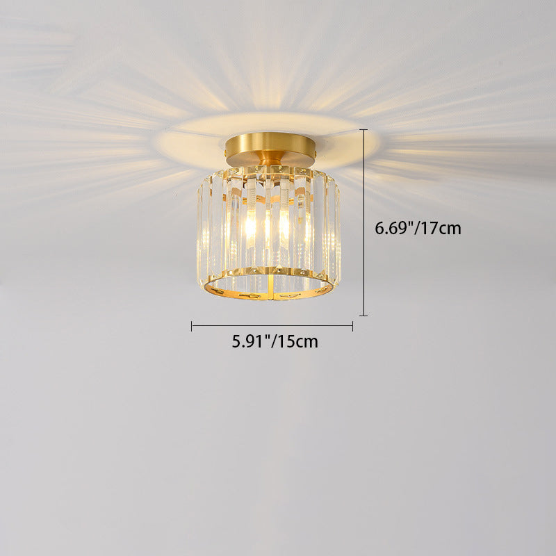Modern Minimalist Round Ball Cylinder Round Glass Copper 1/2 Light Semi-Flush Mount Ceiling Light For Living Room