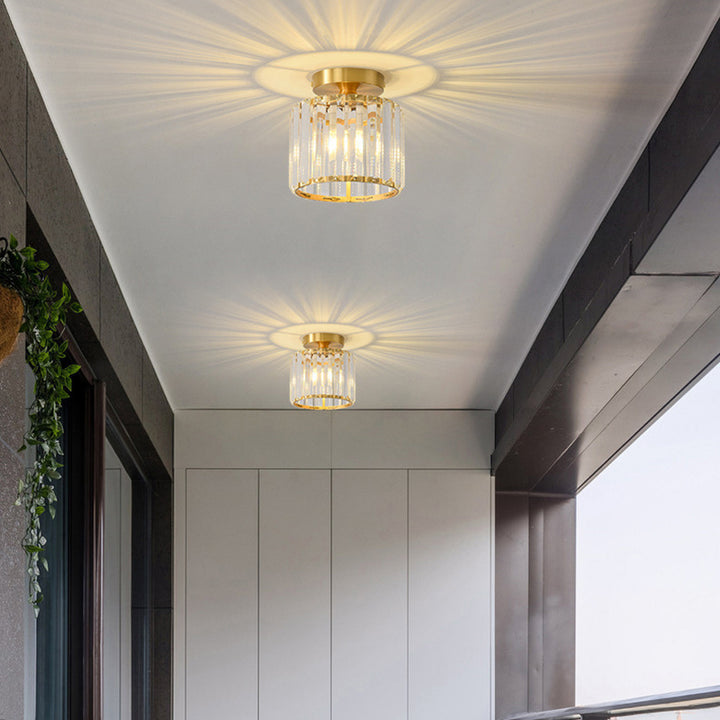 Moderne Minimaliste Balle Ronde Cylindre Verre Rond Cuivre 1/2 Lumière Semi-Encastrée Plafonnier Pour Salon 