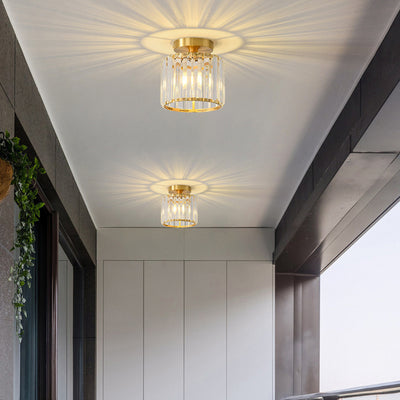 Modern Minimalist Round Ball Cylinder Round Glass Copper 1/2 Light Semi-Flush Mount Ceiling Light For Living Room