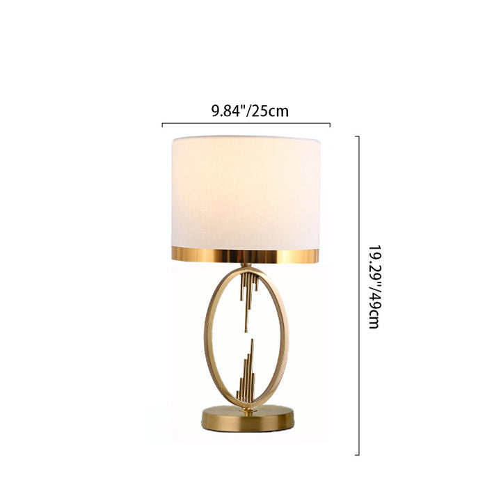 Lampe de Table Moderne de Luxe Colonne Ronde en Tissu et Fer à 1 Lumière Pour Salon 