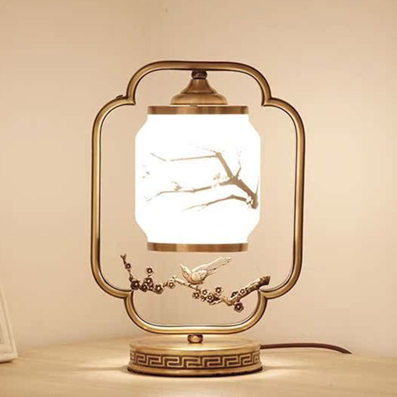 Lampe de table 1 lumière en tissu feuille d&