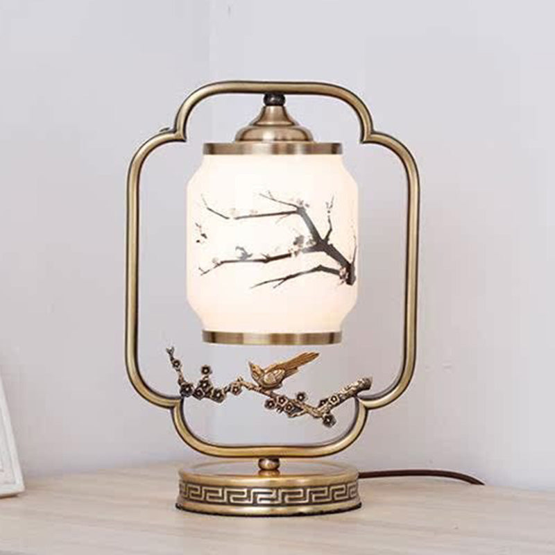 Lampe de table 1 lumière en tissu feuille d&
