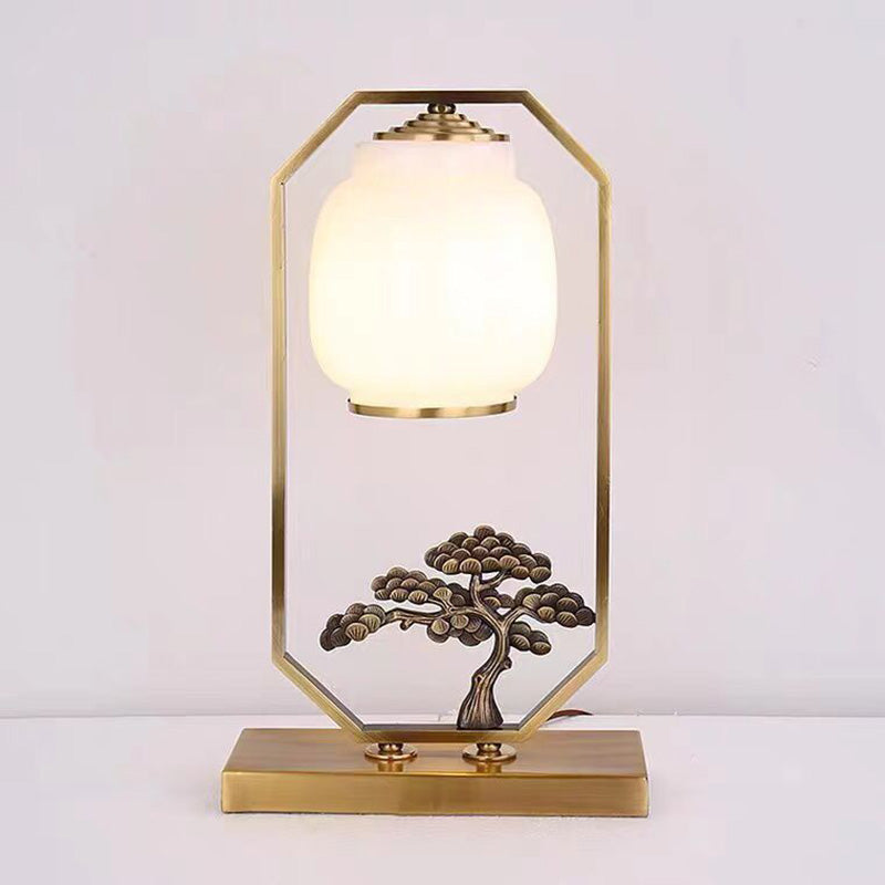 Lampe de table 1 lumière en tissu feuille d&