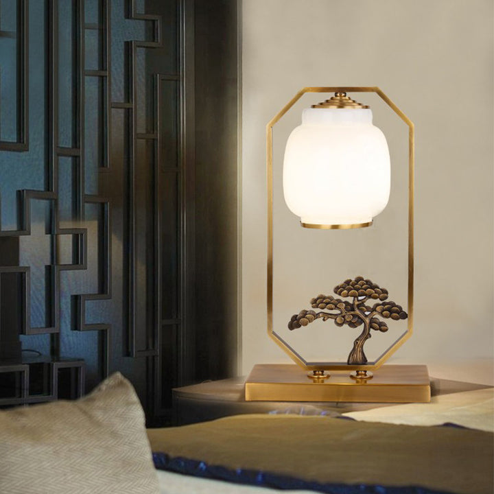 Lampe de table 1 lumière en tissu feuille d&