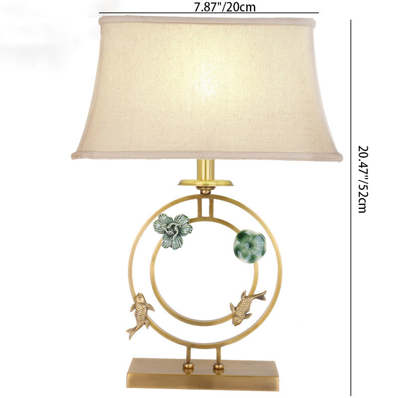 Lampe de table 1 lumière en tissu feuille d&