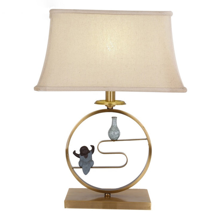 Lampe de table 1 lumière en tissu feuille d&