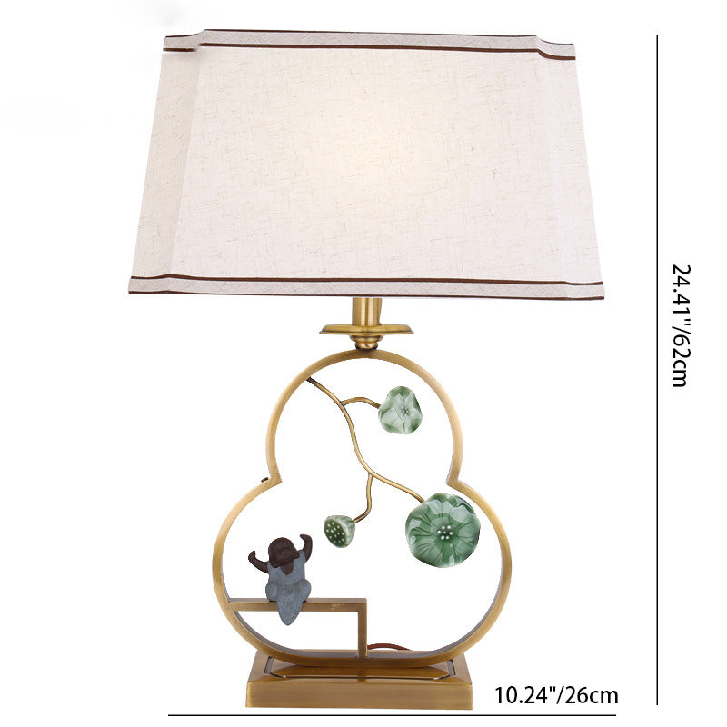 Lampe de table 1 lumière en tissu feuille d&
