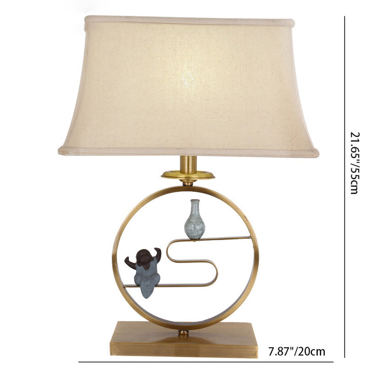 Lampe de table 1 lumière en tissu feuille d&