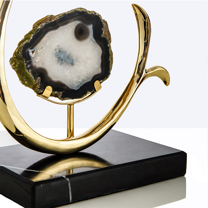 Lampe de table contemporaine scandinave en soie onyx avec matériel incurvé rond à 1 lumière pour salon 