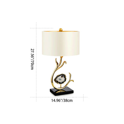 Contemporary Scandinavian Curved Round Silk Onyx Hardware 1-Light Table Lamp For Living Room