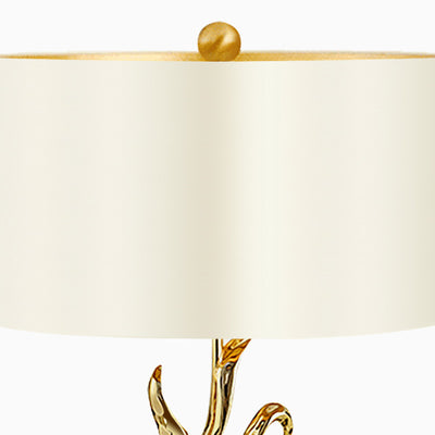 Contemporary Scandinavian Curved Round Silk Onyx Hardware 1-Light Table Lamp For Living Room