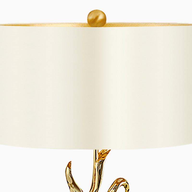 Contemporary Scandinavian Curved Round Silk Onyx Hardware 1-Light Table Lamp For Living Room