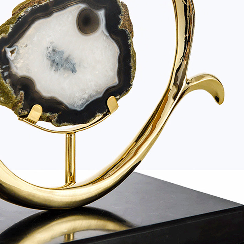 Contemporary Scandinavian Curved Round Silk Onyx Hardware 1-Light Table Lamp For Living Room