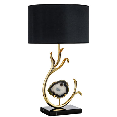 Contemporary Scandinavian Curved Round Silk Onyx Hardware 1-Light Table Lamp For Living Room