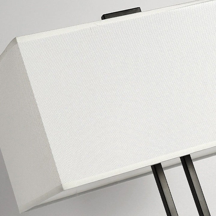 Lampe de table traditionnelle chinoise en tissu rond carré avec ligne droite en fer 1/2 lumière pour salon 
