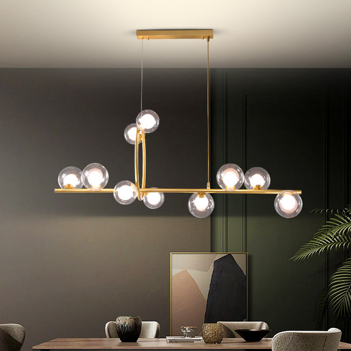 Zeitgenössische Nordic Runde Magic Bean Lange Glas Edelstahl 8/10 Insel Licht Kronleuchter Für Wohnzimmer 