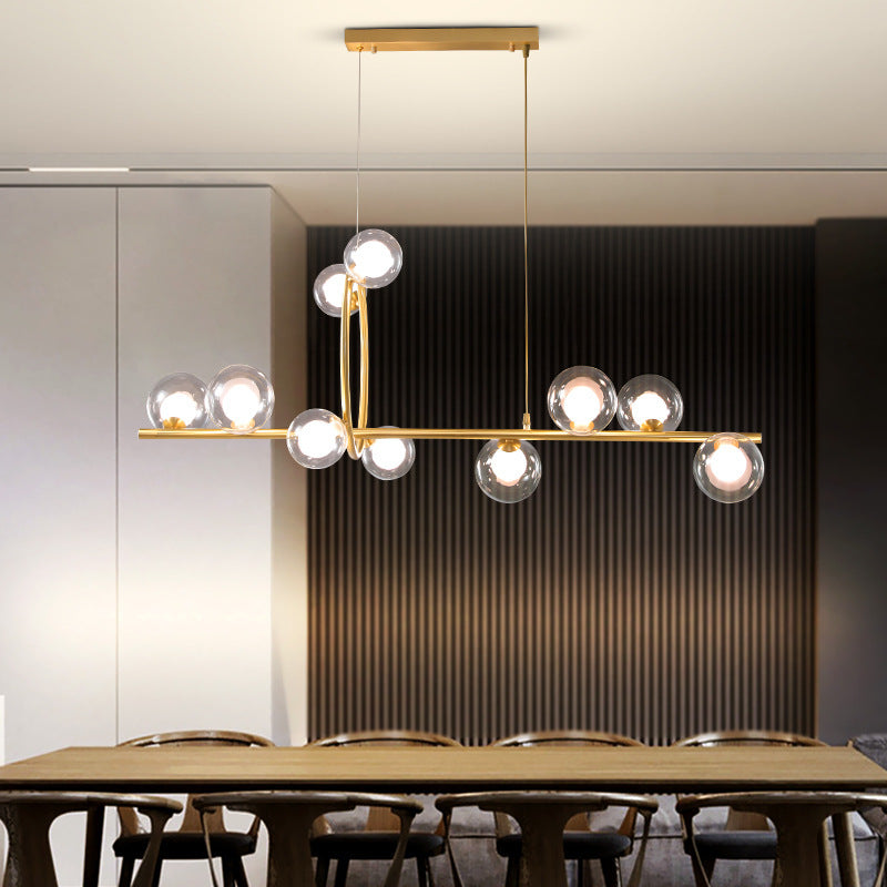 Zeitgenössische Nordic Runde Magic Bean Lange Glas Edelstahl 8/10 Insel Licht Kronleuchter Für Wohnzimmer 