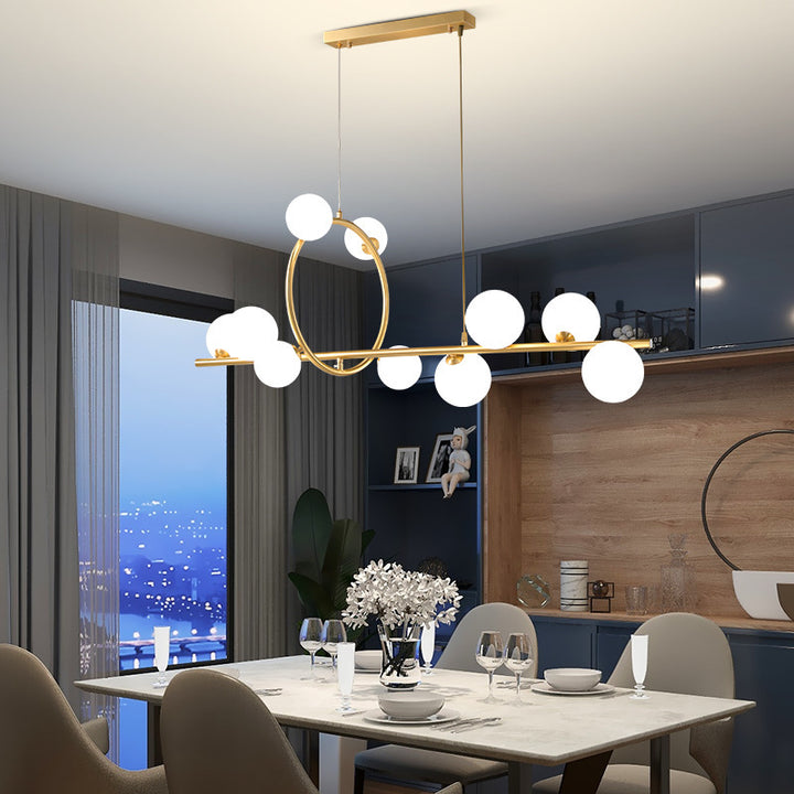 Zeitgenössische Nordic Runde Magic Bean Lange Glas Edelstahl 8/10 Insel Licht Kronleuchter Für Wohnzimmer 