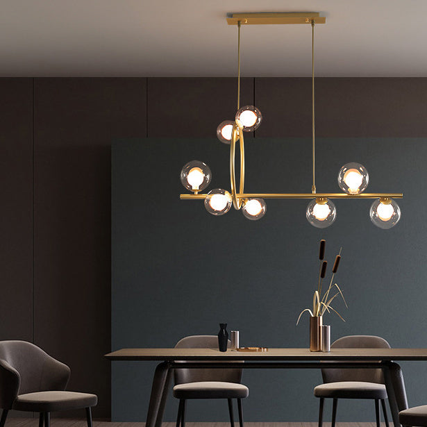 Zeitgenössische Nordic Runde Magic Bean Lange Glas Edelstahl 8/10 Insel Licht Kronleuchter Für Wohnzimmer 