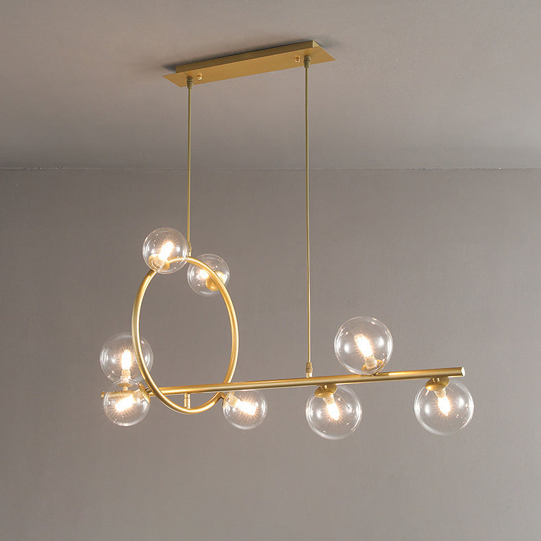Zeitgenössische Nordic Runde Magic Bean Lange Glas Edelstahl 8/10 Insel Licht Kronleuchter Für Wohnzimmer 