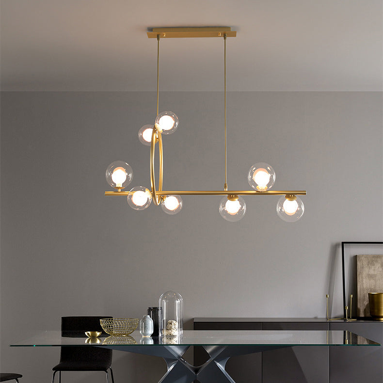 Zeitgenössische Nordic Runde Magic Bean Lange Glas Edelstahl 8/10 Insel Licht Kronleuchter Für Wohnzimmer 