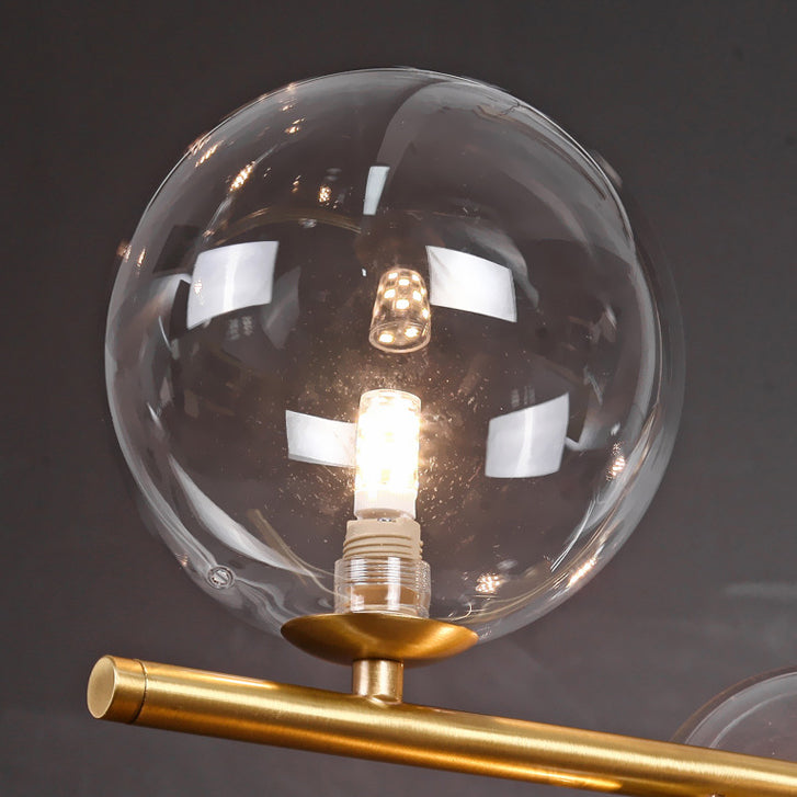 Lustre contemporain créatif en verre avec fleurs en forme de haricot magique incurvé et cuivre à 5 lumières pour salon 