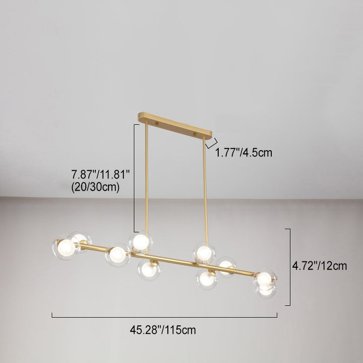 Zeitgenössische skandinavische Magic Bean lange Glas Eisen 8/10 Licht Insel Licht Kronleuchter für Wohnzimmer 