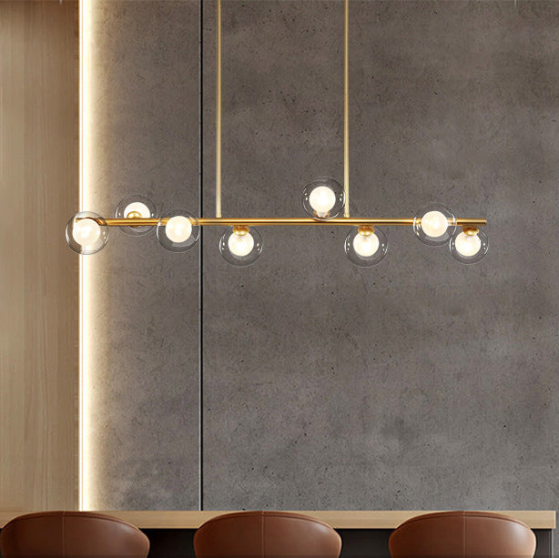 Zeitgenössische skandinavische Magic Bean lange Glas Eisen 8/10 Licht Insel Licht Kronleuchter für Wohnzimmer 