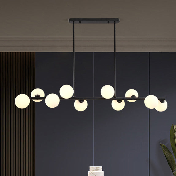 Zeitgenössische skandinavische Magic Bean lange Glas Eisen 8/10 Licht Insel Licht Kronleuchter für Wohnzimmer 