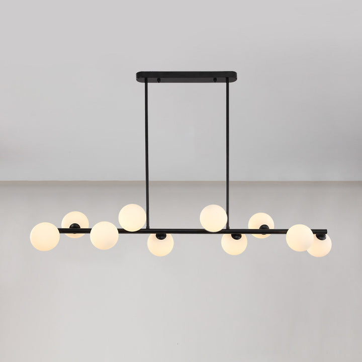 Zeitgenössische skandinavische Magic Bean lange Glas Eisen 8/10 Licht Insel Licht Kronleuchter für Wohnzimmer 