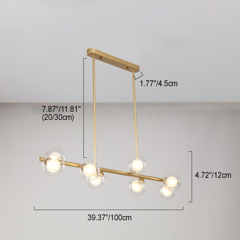 Zeitgenössische skandinavische Magic Bean lange Glas Eisen 8/10 Licht Insel Licht Kronleuchter für Wohnzimmer 