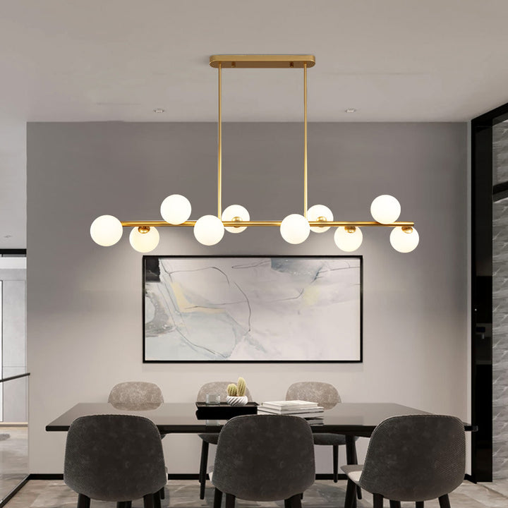 Zeitgenössische skandinavische Magic Bean lange Glas Eisen 8/10 Licht Insel Licht Kronleuchter für Wohnzimmer 
