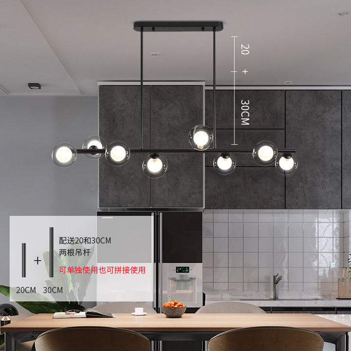 Zeitgenössische skandinavische Magic Bean lange Glas Eisen 8/10 Licht Insel Licht Kronleuchter für Wohnzimmer 