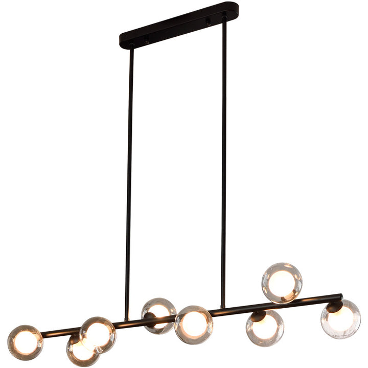 Zeitgenössische skandinavische Magic Bean lange Glas Eisen 8/10 Licht Insel Licht Kronleuchter für Wohnzimmer 