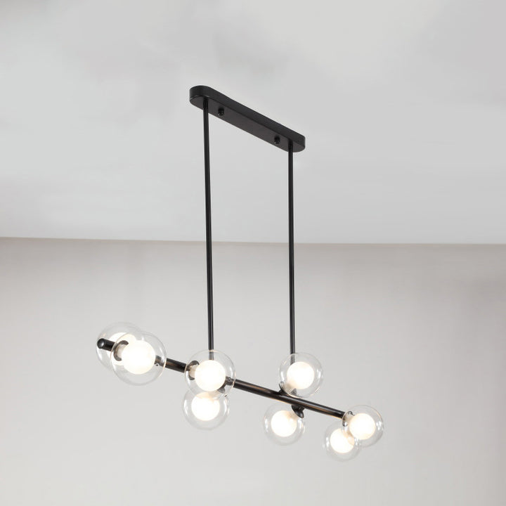 Zeitgenössische skandinavische Magic Bean lange Glas Eisen 8/10 Licht Insel Licht Kronleuchter für Wohnzimmer 