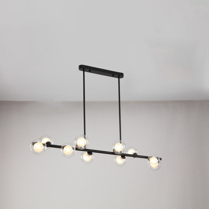 Zeitgenössische skandinavische Magic Bean lange Glas Eisen 8/10 Licht Insel Licht Kronleuchter für Wohnzimmer 