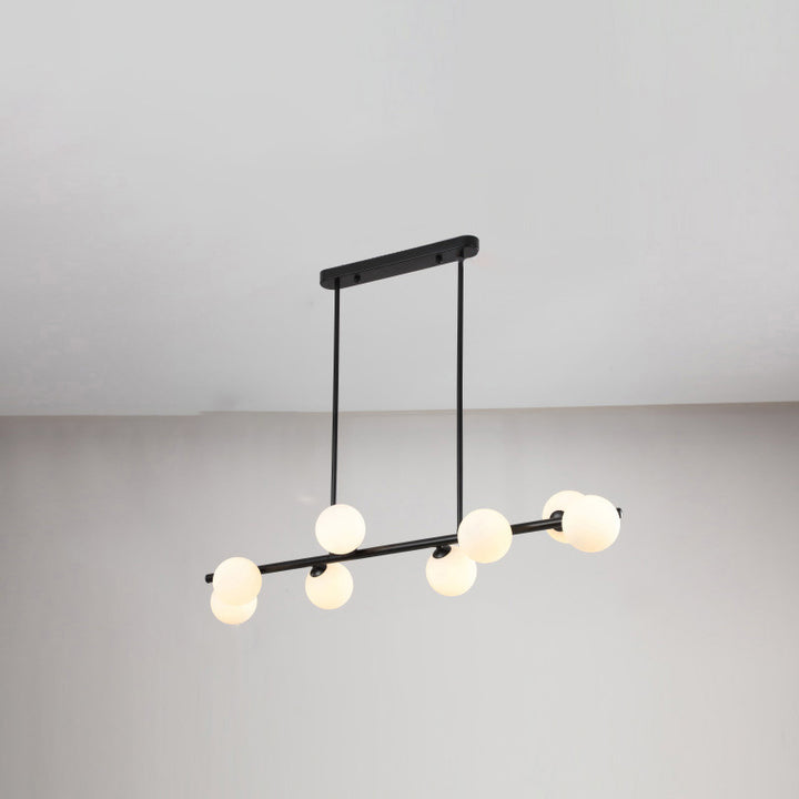 Zeitgenössische skandinavische Magic Bean lange Glas Eisen 8/10 Licht Insel Licht Kronleuchter für Wohnzimmer 