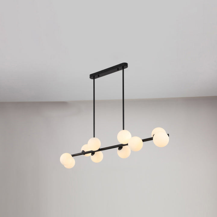 Zeitgenössische skandinavische Magic Bean lange Glas Eisen 8/10 Licht Insel Licht Kronleuchter für Wohnzimmer 