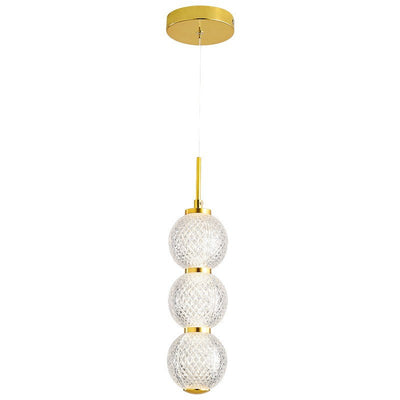 Lámpara de Araña Contemporánea Nórdica Redonda de Bola de Línea Larga de Acrílico y Hierro con 3/5 Luces para Sala de Estar 