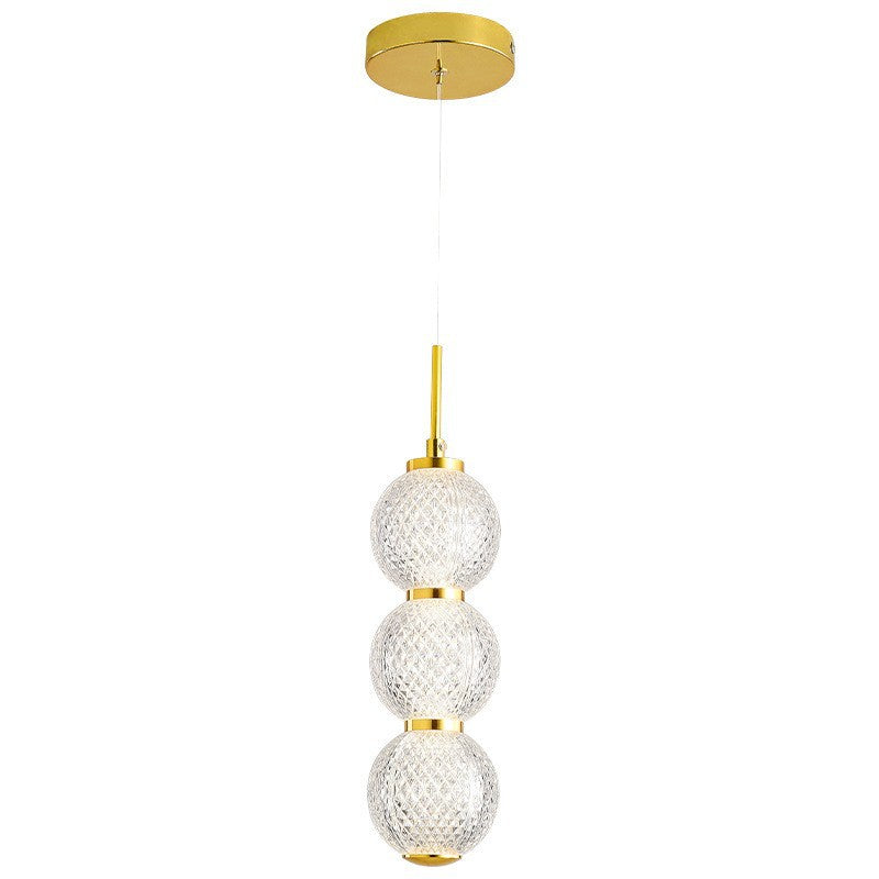 Lámpara de Araña Contemporánea Nórdica Redonda de Bola de Línea Larga de Acrílico y Hierro con 3/5 Luces para Sala de Estar 
